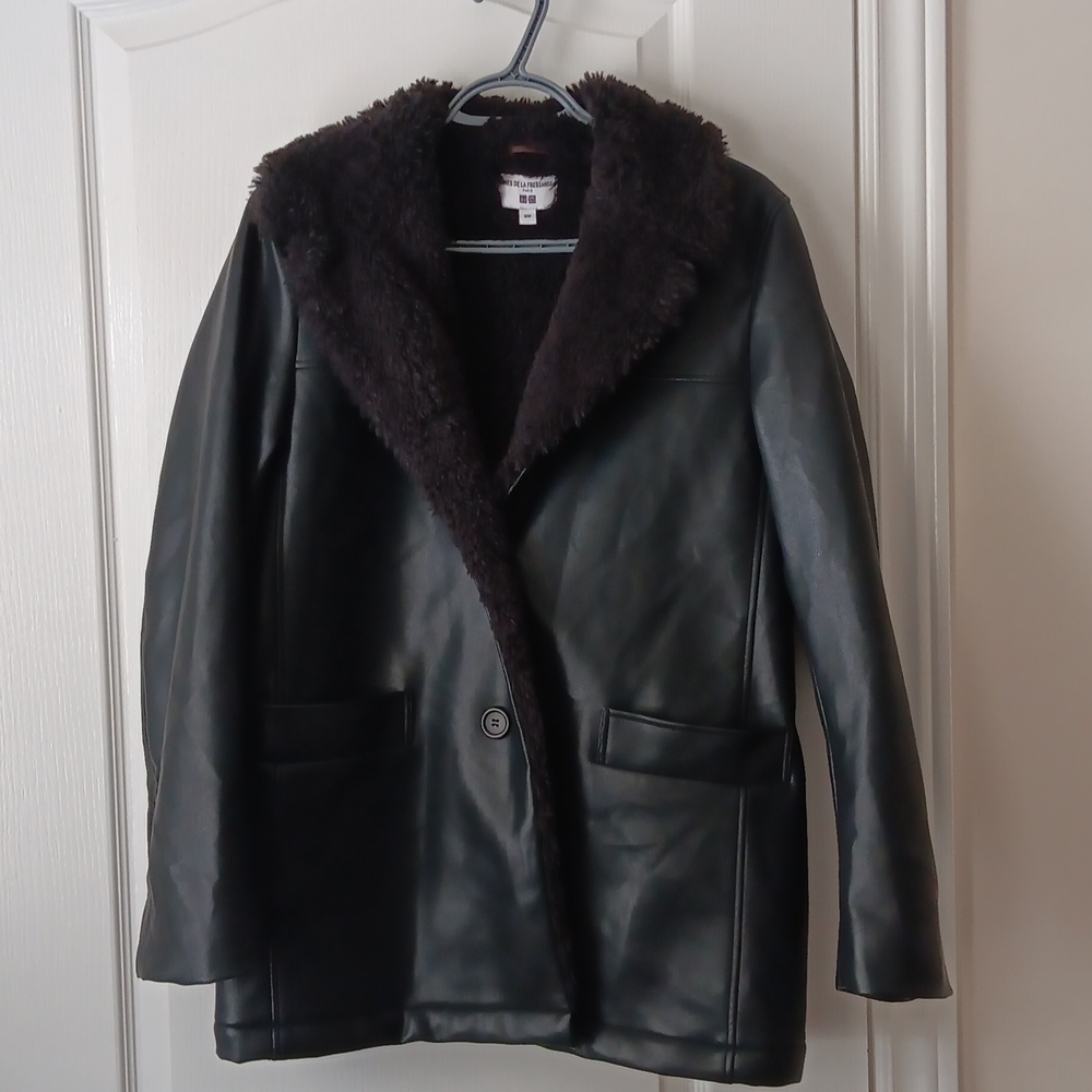 Uniqlo Faux Leather Fleece Neck Jacket